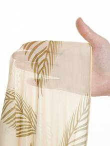 Swim Lushoire 1pc Women Leaf Print Mesh Cover-Up, Casual For Home, Beach, Pool, Vacation, Spring/Summer - Multicolor - View 7