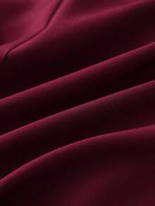 GlowEve 女士夏季酒红色纯色衬衫领口开襟金属装饰纽扣设计腰带收腰专业优雅无袖衬衫 - 酒紅色 - 查看 5