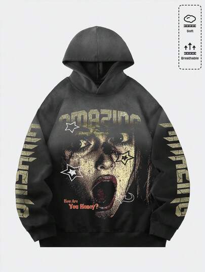 Street Life Men's Vintage Washed Hoodie, Streetwear Style