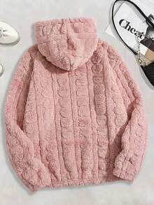 Sudadera con capucha de felpa sintética para mujer con bordado de California,Sudaderas para mujer - Rosa - Ver 2