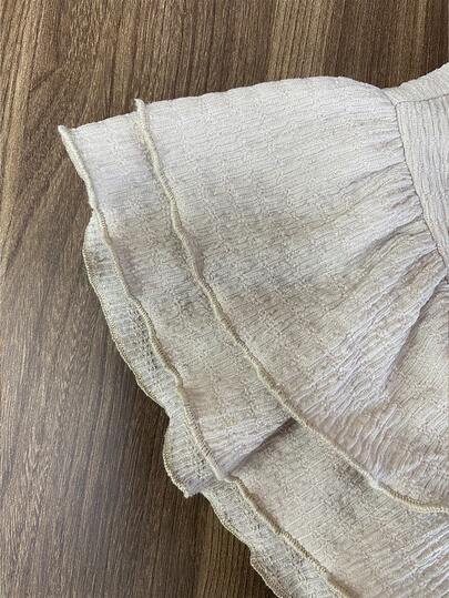 EMERY ROSE Damen Lässig Einfarbige Rüschen Saum Bluse, Sommer