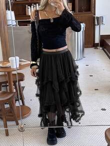 DAZY Women's Elegant Black Skirt - Black - View 8