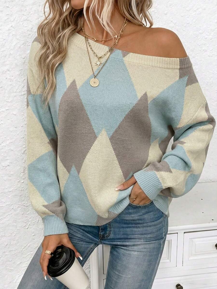 EMERY ROSE Áo len nữ trễ vai kiểu dáng thường ngày, thích hợp cho mùa thu/đông, áo len nữ mùa xuân. - Nhiều màu - Xem 1