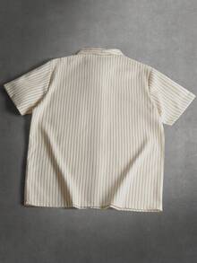 STYNVO 男士条纹短袖单排扣休闲口袋衬衫