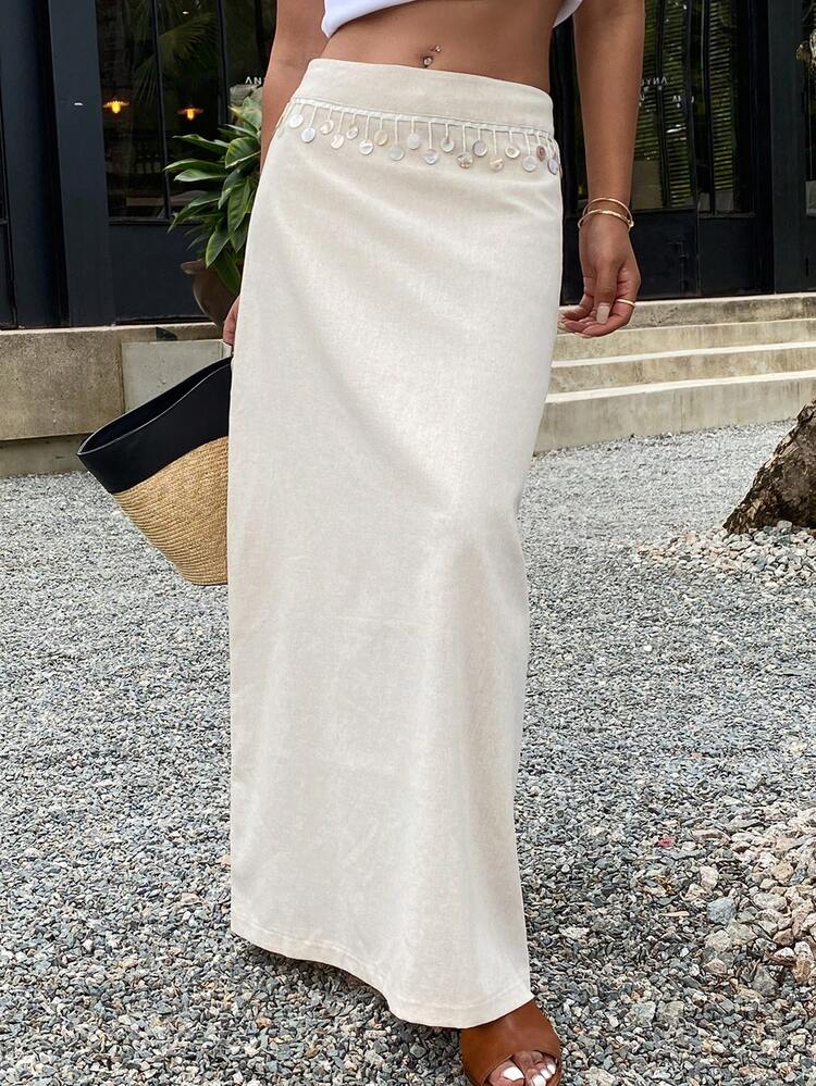 Tall Women's Sequin Patchwork Skirt, Vacation Style Summer