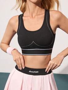 CourtClass Soutien-gorge de sport décontracté et confortable pour femmes, idéal pour le fitness et le quotidien - Noir - Voir 4