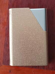 Beveled Stainless Steel Business Card Holder, Fashionable Flip-Top Name Card Credit ID Card Case Back To School