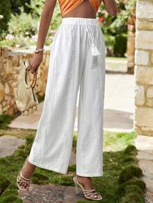 KARISMINA Women Summer Vacation Floral Print Loose Wide Leg Women's Pants Long Pants