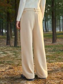 In My Nature Women's Solid Color Pocket Button Casual Versatile Daily Workout Outdoor Sports Sweatpants - Khaki - View 3