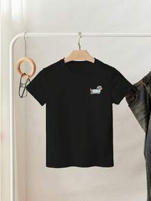 Resyla Women's Embroidery Round Neck Short Sleeve T-Shirt - Black - View 3