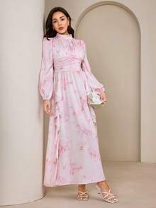 Graceveil Women's Ditsy Floral Dress, High-End Formal Dress, Arabic Style Dress - Pink - View 4