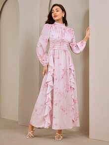 Graceveil Women's Ditsy Floral Dress, High-End Formal Dress, Arabic Style Dress - Pink - View 5