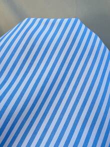 Sunnyshic 两件套女士条纹纽扣露脐上衣和低腰长裤 - 藍白色 - 查看 7