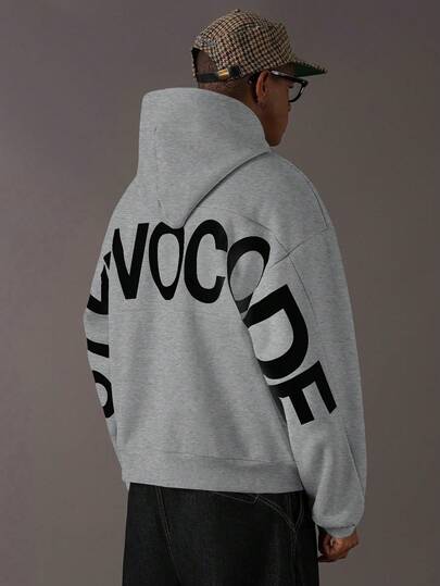 STYNVO Sudadera con capucha casual de hombre con estampado de letras, otoño/invierno