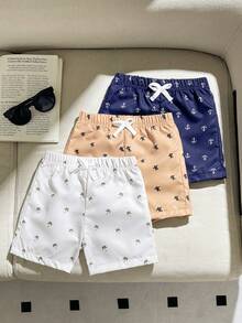 SHEIN 3pcs Baby & Toddler Boys' Casual Multi-Color Elastic Waist Drawstring Printed Shorts  Suitable For Summer Outdoor  School  Daily  Vacation And Party - Multicolor - View 7
