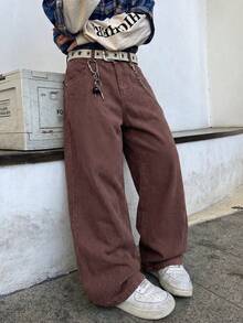 Manfinity EMRG Men's Loose Casual Versatile Jeans With Pockets - Brown - View 3