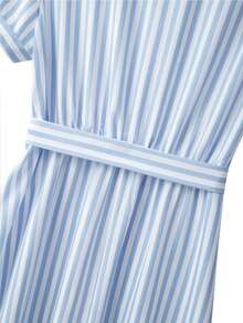 GlowEve CURVE 大码休闲优雅百搭约会派对婚礼束腰舒适柔软质地知性通勤连衣裙 - 藍白色 - 查看 7