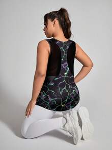 Velisys 2件套印花圆领不对称下摆运动背心 - 彩色 - 查看 3