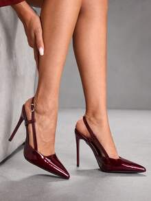 CUCCOO SZL Women's Elegant Pointed Toe Pumps For Commuting Valentine's Day - Mirror burgundy - View 5