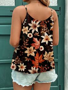 EMERY ROSE Plus Size Women Vintage Floral Print Camisole And Tank Top, Casual For Summer, Vacation, Outdoor Wear Spring - Multicolor - View 2