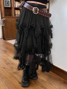 DAZY Women's Elegant Black Skirt - Black - View 3