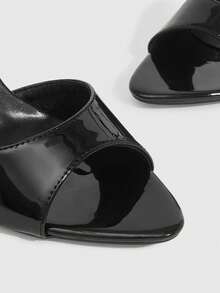 CUCCOO SZL 象牙色圆头蕾丝仿珍珠优雅婚礼派对高跟凉鞋，适合女士圣诞节和春季穿着 - 鏡面黑239 - 查看 6