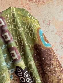 Sunnyshic 女士休闲度假优雅佩斯利印花波西米亚风V领短袖修身T恤，日常百搭 - 彩色 - 查看 8