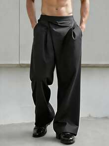 HUEFORM Men's Simple Commuter Business Solid Color Folding Pleated Slant Pocket Suit Pants Japanese Pants Black Pants Wide Leg Pants Mens Pants Men Pants Loose Pants Old Money,Daily Leisure, Weekend Trips, Outdoor Activities, Travel Expeditions, Relaxed Work Environments Or Semi-Formal Occasions, Boyfriend/Husband Gift, Anniversary /Birthday Gift Party Summer Vacation Holiday New Years Wedding Valentine's Day Korean Pants Men Men Baggy Wide Pants Flare Pants Mens Flare Pants Men S - Black - View 1