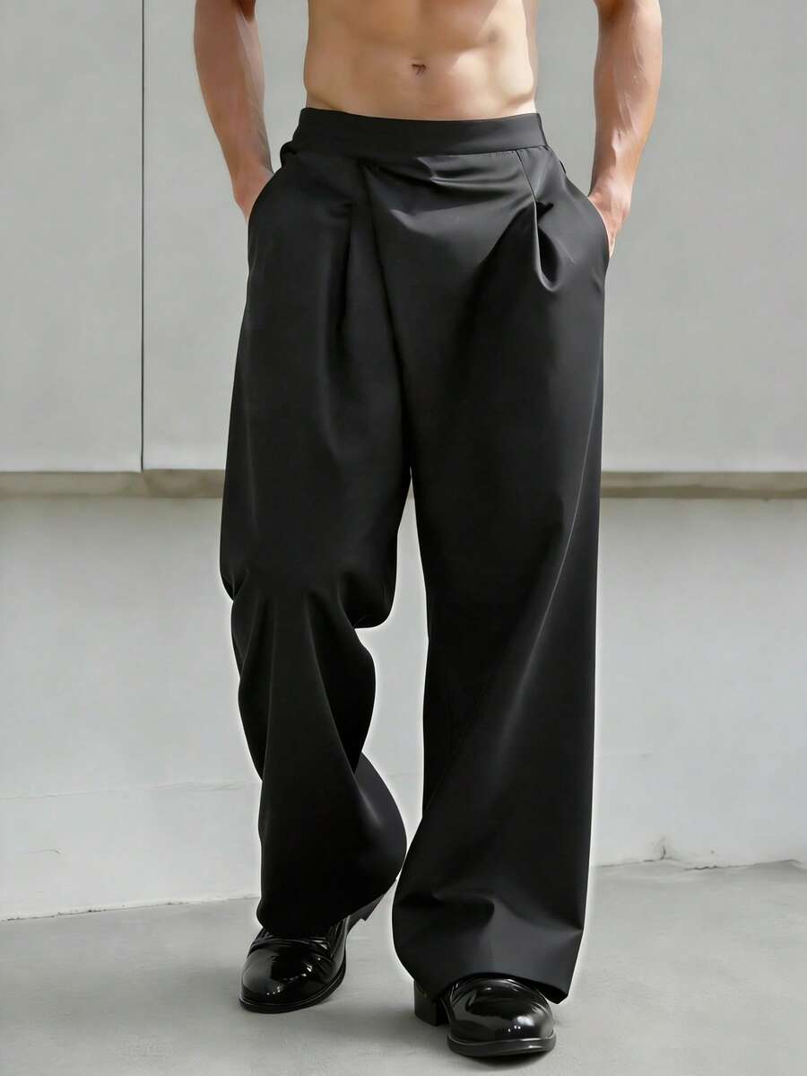 HUEFORM Men's Simple Commuter Business Solid Color Folding Pleated Slant Pocket Suit Pants Japanese Pants Black Pants Wide Leg Pants Mens Pants Men Pants Loose Pants Old Money,Daily Leisure, Weekend Trips, Outdoor Activities, Travel Expeditions, Relaxed Work Environments Or Semi-Formal Occasions, Boyfriend/Husband Gift, Anniversary /Birthday Gift Party Summer Vacation Holiday New Years Wedding Valentine's Day Korean Pants Men Men Baggy Wide Pants Flare Pants Mens Flare Pants Men S - Black - View 1