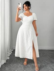 Elenzga 大码女士优雅性感露背蝴蝶结吊带高开衩连衣裙，春夏款 - 杏色 - 查看 7