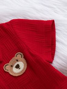 SHEIN 纹理衬衫和短裤街头时尚幼儿男童两件套 - 紅色 - 查看 7