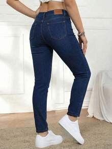 Jeans elásticos ajustados de cintura alta en mezclilla  con bolsillos funcionales en diferentes lavados - stone - Ver 2