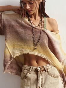 Bohemela Ombre Distressed Loose Knit Sweater