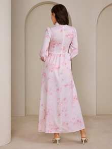 Graceveil Women's Ditsy Floral Dress, High-End Formal Dress, Arabic Style Dress - Pink - View 2