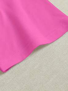 INAWLY Women's Casual Heart & Bow Print Round Neck T-Shirt, Summer - Hot Pink - View 5