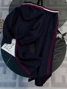 Franclia 常规款连帽长袖开衫上衣+直筒裤