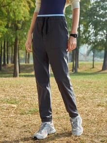 Exploreva Exploreva Women's Drawstring Waist Pockets Casual Versatile Daily Workout Outdoor Jogger Pants - Grey - View 3