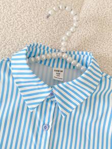 SHEIN 少女条纹碎花休闲连衣裙 - 白色 - 查看 8