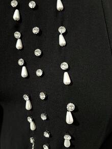 Layrah Eleganter schwarzer Kaftan mit Strass- und Perlenbesatz - Schwarz - Übersicht 8