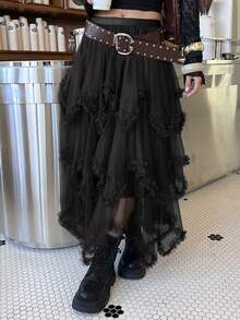 DAZY Women's Elegant Black Skirt - Black - View 2