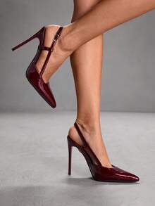 CUCCOO SZL Women's Elegant Pointed Toe Pumps For Commuting Valentine's Day - Mirror burgundy - View 3