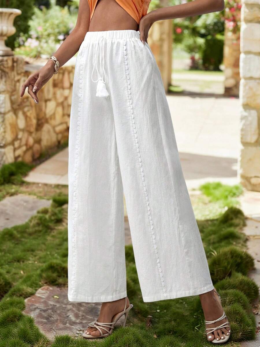 KARISMINA Women Summer Vacation Floral Print Loose Wide Leg Women's Pants Long Pants