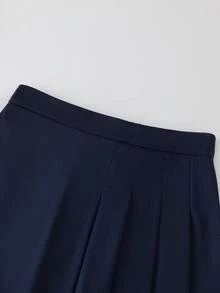 Franclia Women's Striped Shirt And Asymmetric Ruffle Skirt Pants, Elegant 2-Piece Suit Set - Navy Blue - View 5