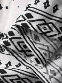Dazy Plus 2pcs/Set Elegant Floral Print Loose Fit Pullover Top And Straight Leg Pants Pajama Set, Plus Size Women Spring/Autumn - White - View 3