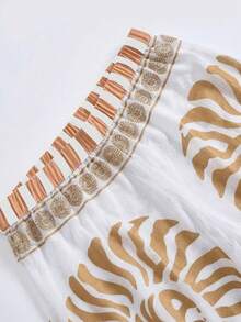 SHEIN Swim Oasis 新款加大码女士性感V领连体网纱泳衣，带收腹裤，两件套泳装 - 白色 - 查看 3