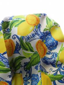 Emery Rose Kids Emery Rose Kids Đầm dự tiệc thường ngày in hình lá chanh cho bé gái - Màu vàng - Xem 9