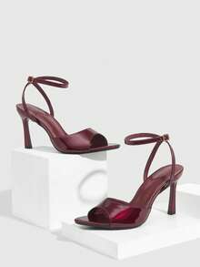 CUCCOO SZL Ivory Round Toe Lace Faux Pearl Elegant Wedding Party High Heel Sandals For Women For Christmas Spring Shoes - Mirror burgundy 225 - View 2