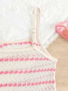 SHEIN 1件女童粉色米色拼接弹力速干舒适针织面料罩衫，适合沙滩、泳池、海边、冲浪、度假、夏季、旅行、假日等场合。 - 白色 - 查看 6