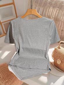 GlowEve Women's Casual Asymmetrical Bow Decor T-Shirt, Summer