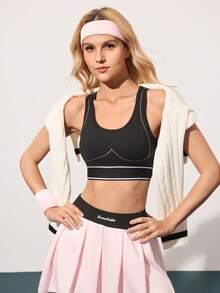 CourtClass Soutien-gorge de sport décontracté et confortable pour femmes, idéal pour le fitness et le quotidien - Noir - Voir 6